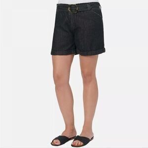 NWT Democracy High Rise Cuffed & Belted Jean Shorts Size 4 Black